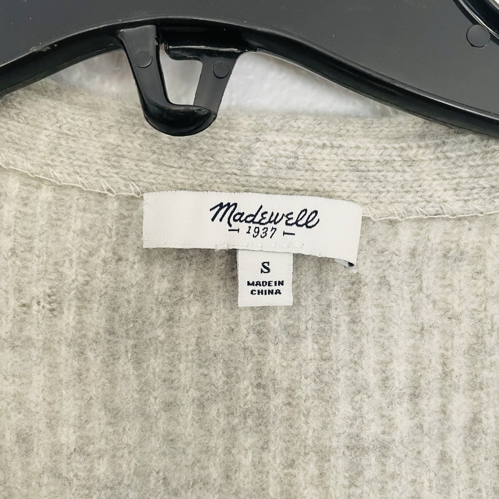 *READ* Madewell 100% Merino Wool V-Neck Button Front Cardigan Sweater Grey Small - Picture 6 of 10